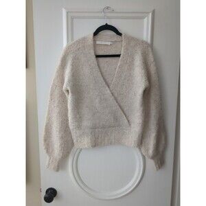 ASTR The Label Sweater XS  Textured Soft Oatmeal Wool Blend Wrap Front Relaxed